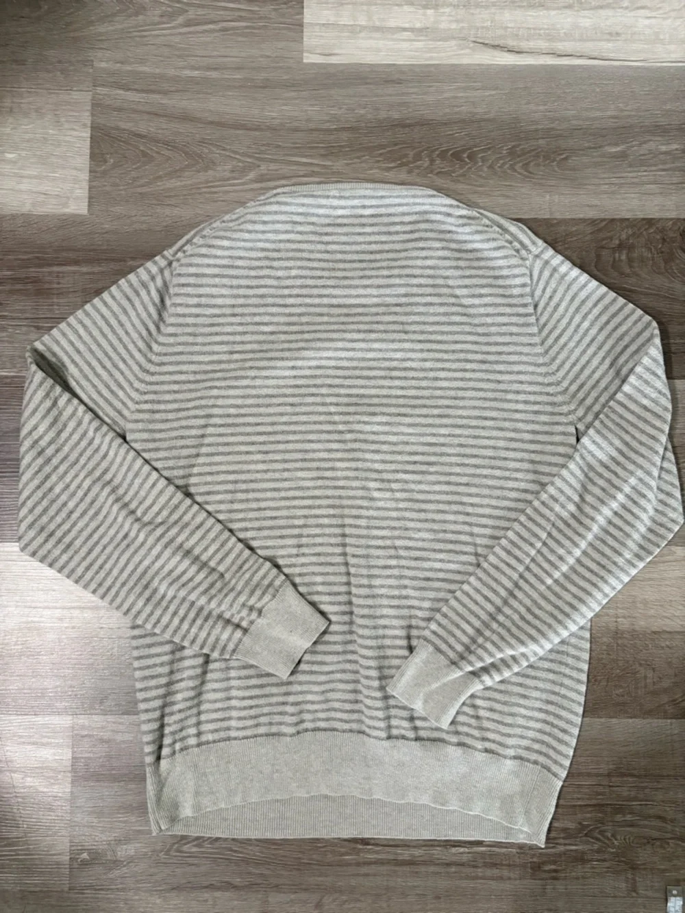 J. Crew Men’s Striped Crewneck Sweater in Light Gray & Cream